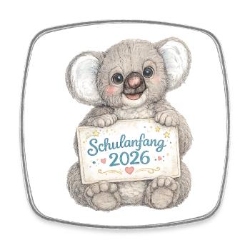 Koala Schulanfang 2026 - Viereckiger Kühlschrankmagnet - Weiß - Vorne