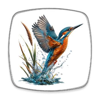 Emerald kingfisher in gushing - Square fridge magnet - white - Front