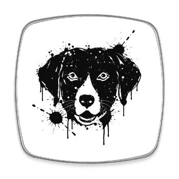 Labrador-Farbspritzer Hundekopf Schwarz - Viereckiger Kühlschrankmagnet - Weiß - Vorne