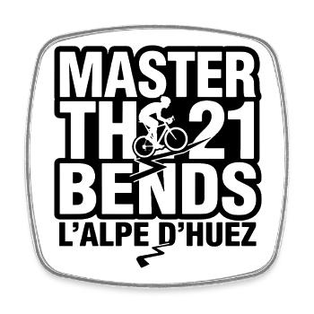 Master the 21 Bends L'Alpe d'Huez Cycling - Square fridge magnet - white - Front