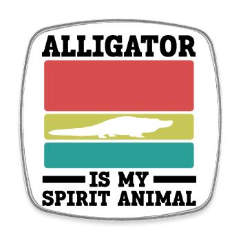 Alligator Vintage Spirit Animal - Viereckiger Kühlschrankmagnet - Weiß - Vorne