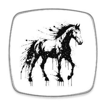 Pferdekunst Splash Black - Viereckiger Kühlschrankmagnet - Weiß - Vorne