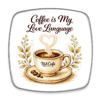coffe_ist_my_live_language - Viereckiger Kühlschrankmagnet - Weiß - Vorne