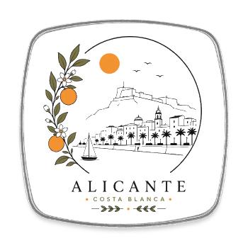 Alicante Küste - Viereckiger Kühlschrankmagnet - Weiß - Vorne