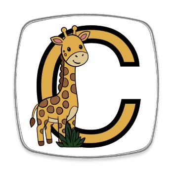 Giraffen mit Buchstabe C - Viereckiger Kühlschrankmagnet - Weiß - Vorne