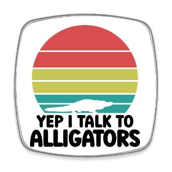 Alligator Silhouette Retro - Viereckiger Kühlschrankmagnet - Weiß - Vorne