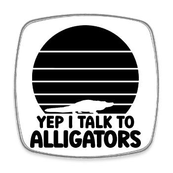 Alligator Silhouette - Viereckiger Kühlschrankmagnet - Weiß - Vorne