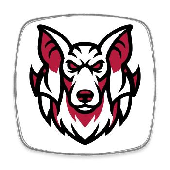 Weisser Wolf Maskottchen - Viereckiger Kühlschrankmagnet - Weiß - Vorne