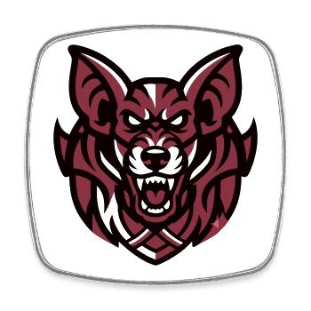 Wolf Maskottchen Logo - Viereckiger Kühlschrankmagnet - Weiß - Vorne