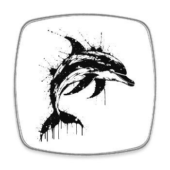 Dolphin Paint Splash Black - Viereckiger Kühlschrankmagnet - Weiß - Vorne