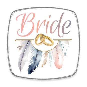 Bride Goldringe Federn JGA Junggesellenabschied - Viereckiger Kühlschrankmagnet - Weiß - Vorne