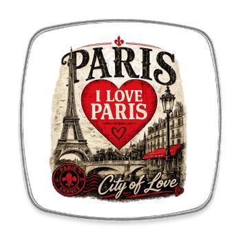 Paris Herz Stadt der Liebe - Viereckiger Kühlschrankmagnet - Weiß - Vorne