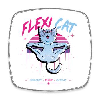 Flexi Cat stretches wonderfully - Square fridge magnet - white - Front