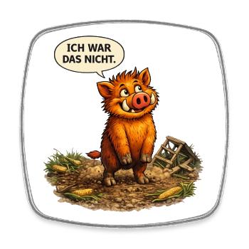 Lustiges Wildschwein T-Shirt – Ich war das nicht  - Viereckiger Kühlschrankmagnet - Weiß - Vorne