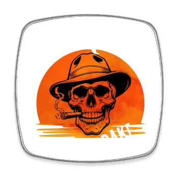 Skull Sunset Tobacco - Viereckiger Kühlschrankmagnet - Weiß - Vorne