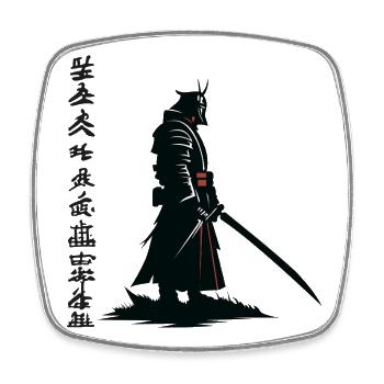 Samurai-Schatten: Katana Noir - Viereckiger Kühlschrankmagnet - Weiß - Vorne