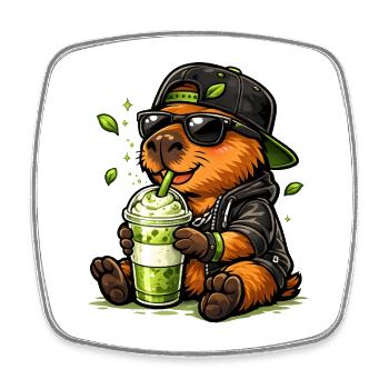 Süßer Koala mit Matcha Latte - Viereckiger Kühlschrankmagnet - Weiß - Vorne