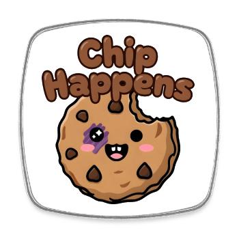 Chip Happens Keks - Viereckiger Kühlschrankmagnet - Weiß - Vorne