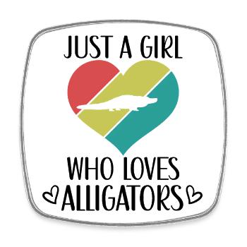 Retro Alligator Herz Silhouette - Viereckiger Kühlschrankmagnet - Weiß - Vorne