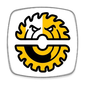 Circular Saw Mascot Logo - Square fridge magnet - white - Front