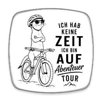 Abenteuerkatze auf Tour Keine Zeit - Viereckiger Kühlschrankmagnet - Weiß - Vorne