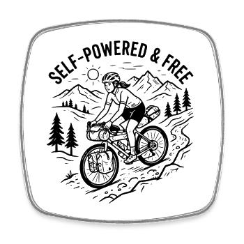 Bikepacking Woman Linocut Kunstdruck - Viereckiger Kühlschrankmagnet - Weiß - Vorne