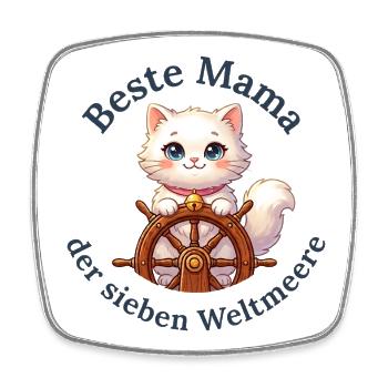 Beste Mama der sieben Weltmeere - Viereckiger Kühlschrankmagnet - Weiß - Vorne