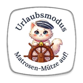 Urlaubsmodus: Matrosen-Mütze auf - Viereckiger Kühlschrankmagnet - Weiß - Vorne