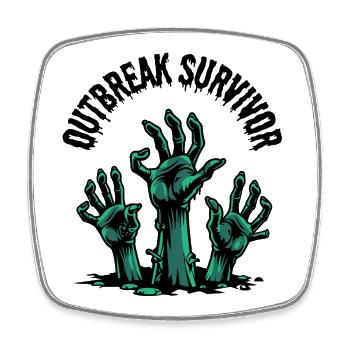 Outbreak Survivor Zombie Hände Horror Geschenk - Viereckiger Kühlschrankmagnet - Weiß - Vorne