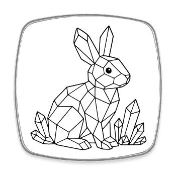 Kristall Hase zum ausmalen - Viereckiger Kühlschrankmagnet - Weiß - Vorne