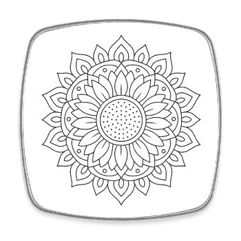 Sonnenblume Mandala zum ausmalen - Viereckiger Kühlschrankmagnet - Weiß - Vorne