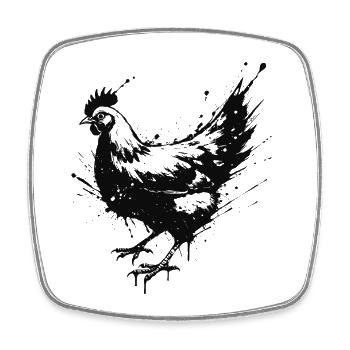 Hen Schwarze Tintenspritzer - Viereckiger Kühlschrankmagnet - Weiß - Vorne