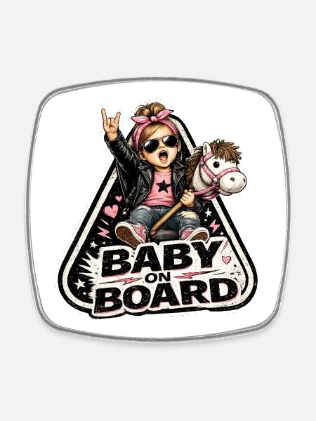 Style Baby à bord à la bascule - Magnet carré - blanc