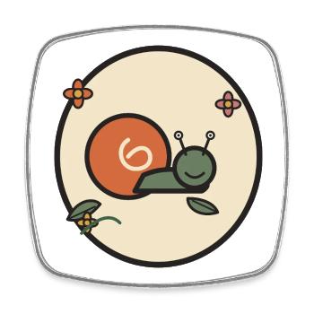 Soft Snail in Flower Circle - Square fridge magnet - white - Front