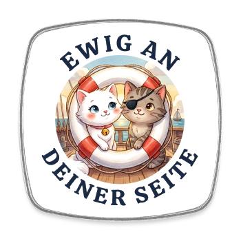 Ewig an deiner Seite: Katzen im Rettungsring - Viereckiger Kühlschrankmagnet - Weiß - Vorne