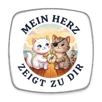 Mein Herz zeigt zu dir Liebeskompass - Viereckiger Kühlschrankmagnet - Weiß - Vorne