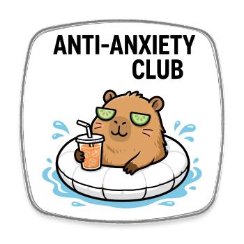 Entspannter Capybara Anti-Stress-Club - Viereckiger Kühlschrankmagnet - Weiß - Vorne
