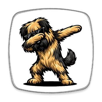 Dabbing Briard - Viereckiger Kühlschrankmagnet - Weiß - Vorne
