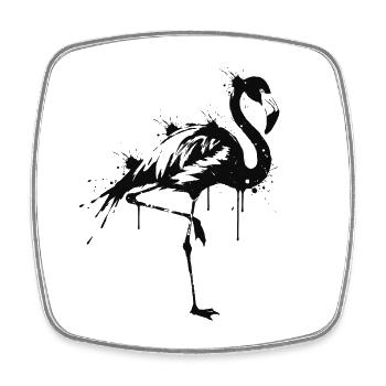 Flamingo Silhouette Schwarzer Spritzer - Viereckiger Kühlschrankmagnet - Weiß - Vorne