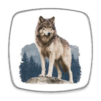 Wolf - Viereckiger Kühlschrankmagnet - Weiß - Vorne