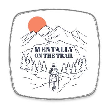 Montagnes - Mentalement sur la piste - Magnet carré - blanc - Devant