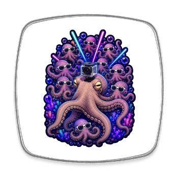 Neon Octopus Rave Kamerateam - Viereckiger Kühlschrankmagnet - Weiß - Vorne