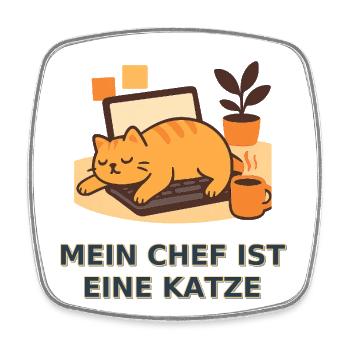 Katzenchef Homeoffice Geschenk - Viereckiger Kühlschrankmagnet - Weiß - Vorne