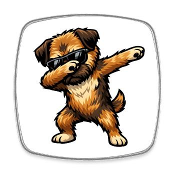 Dabbing Border Terrier in Comic Style - Square fridge magnet - white - Front