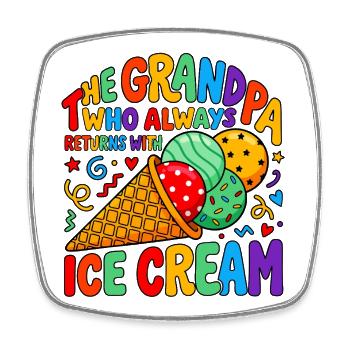 Opa mit Eiscreme - Square fridge magnet - white - Front