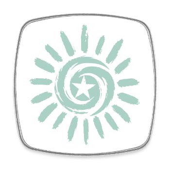 Sun with star - Square fridge magnet - white - Front