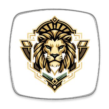 Portrait de lion dans le style art déco - Magnet carré - blanc - Devant
