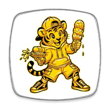 Tiger Summer Holiday - Square fridge magnet - white - Front