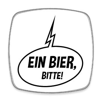 Ein Bier, Bitte! (Sprechblase / Bierchen / Up / B) - Viereckiger Kühlschrankmagnet - Weiß - Vorne