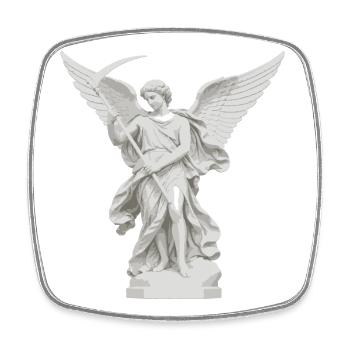 Engel mit Sense-Statue - Viereckiger Kühlschrankmagnet - Weiß - Vorne
